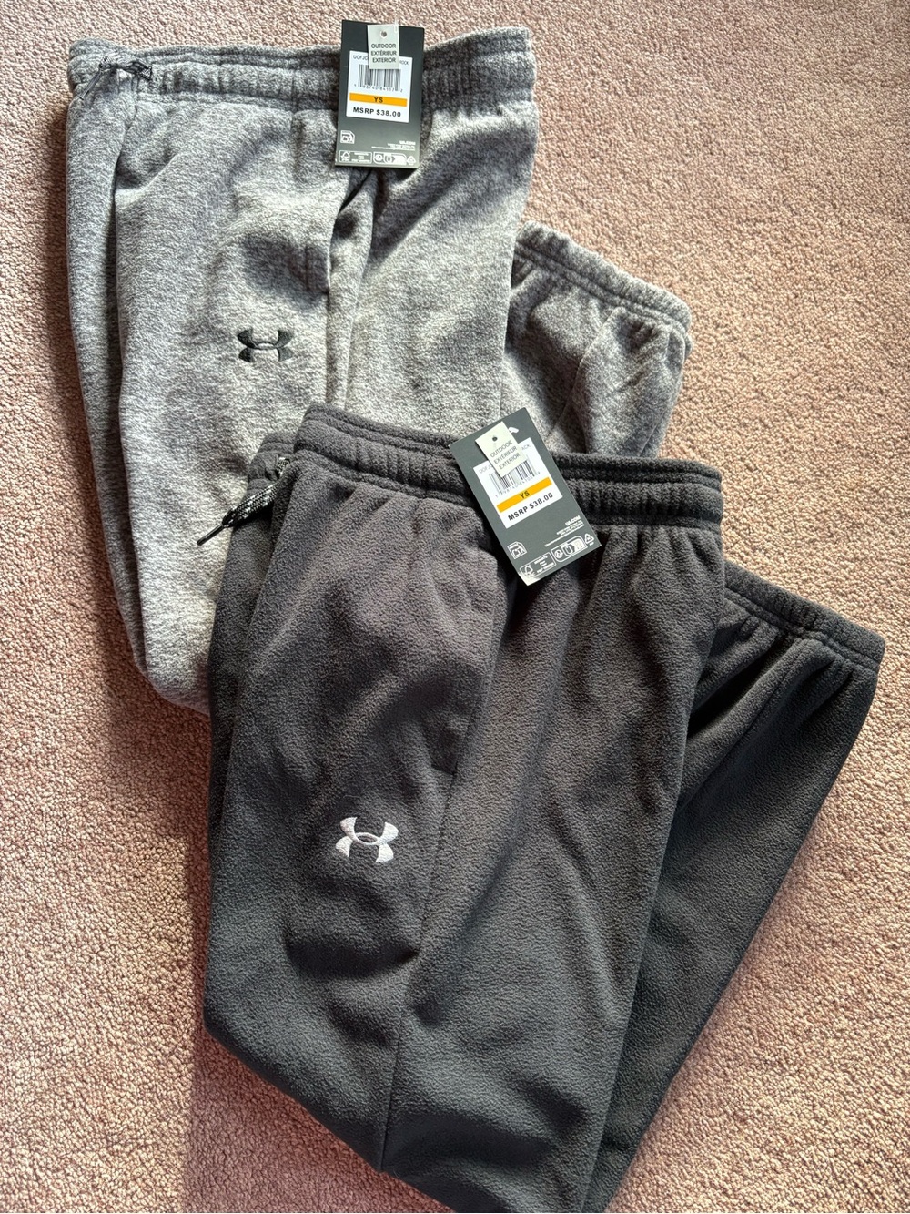 Under Armour Kids Boys Girls set lot bundle 2 warm fleece sweatpants small NWT